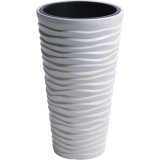Ghiveci decorativ de flori,&nbsp;rotund, inalt, alb, 39x75 cm, Sand Slim