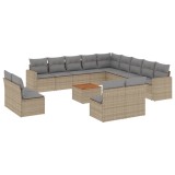 Cumpara ieftin Set canapele de gradina, 14 piese, cu perne, bej, poliratan