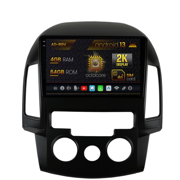 Navigatie Hyundai I30 (2007-2012), Clima manuala, Android 13, V-Octacore 4GB RAM + 64GB ROM, 9.5 Inch - AD-BGV9004+AD-BGRKIT217