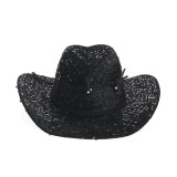 Palarie cowboy neagra cu paiete stralucitoare