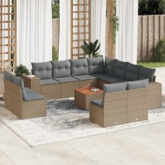 vidaXL Set canapele de grădină cu perne, 12 piese, bej, poliratan 3225506