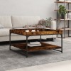 Masuta cafea Gossi stejar fumuriu 80x80x45cm lemn prelucrat si fier