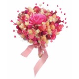 Buchet de Flori Personalizabil Eventissimi - Plante Uscate, Mic, Predominant Roz