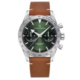 Ceas Bărbați Pagani Design PD-1766 Verde, Quartz VK64 Chronograph, 40mm, Sticlă Safir AR, Curea Piele, 100M Waterproof
