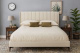 Cumpara ieftin Pat Tossino 160x200 cm Tapitat Catifea Nuanta Ivory Somiera Inclusa Marketmob