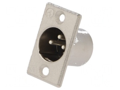 Conector XLR soclu tată PIN 3 drept lipire argint 16A foto