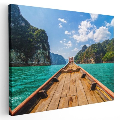 Tablou peisaj marin detaliu barca Tablou canvas pe panza CU RAMA 60x80 cm foto
