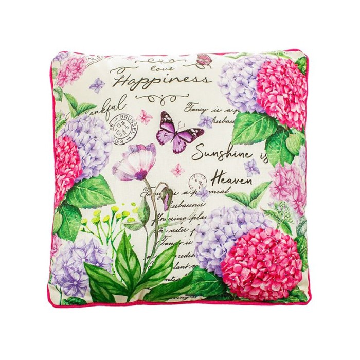 Perna decorativa, 45x45 cm, Fluturi si mesaje, Multicolor, Poliester, ATU-083289
