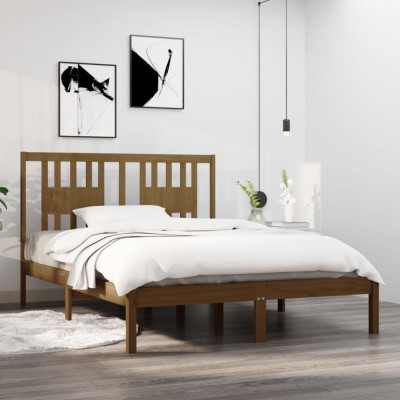 vidaXL Cadru de pat, maro miere, 120x200 cm, lemn masiv de pin foto