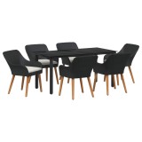 vidaXL Set de masă pentru grădină cu pernă 7 pcs Negru poliratan 3261674