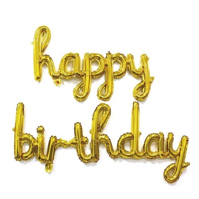 Set 10 baloane din folie metalizata, flippy, figurine litere, model scris de mana happy birthday, tema aniversare, 40 cm, ambalaj individual, pai incl foto