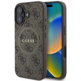 Guess Husa PU Leather 4G Colored Ring MagSafe iPhone 16 Plus Maro