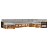 vidaXL Set de canapele de exterior 8 pcs Natural și gri deschis 3383714