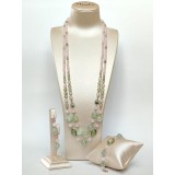Cumpara ieftin Set Bijuterii Wonders Cuarț Roz &amp; Verde Rutilat, Argint 925 placat Aur Roz, Colier, Brățară, Cercei - Made in Italy