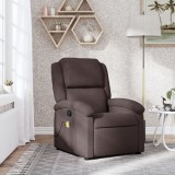 vidaXL Fotoliu de masaj rabatabil, maro &icirc;nchis, material textil