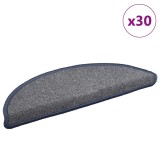 vidaXL Covorașe pentru scări, 30 buc., 56x17x3 cm, gri deschis și albastru, semirotunde 3365748