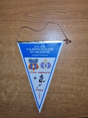 fanion steaua bucuresti - anderlecht - semifinala in cupa campionilor europeni - 16 aprilie 1986