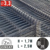 PANOU GARD BORDURAT ZINCAT 1700 X 2500 MM, DIAMETRU 3,3 MM