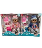 păpușă care piuie cu oliță și scutec &icirc;n cutie 2 culori