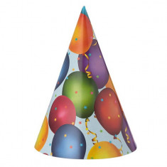 Set 6 Coifuri pentru petrecere, model Baloane Multicolore, din hartie, 16 cm