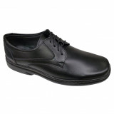 Pantofi lati usori din piele naturala negri cu siret si talpa EPA 39-46, 40 - 45, Negru