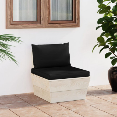 vidaXL Canapea de grădină din paleți, de mijloc, cu perne, lemn molid foto