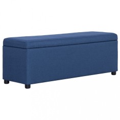 vidaXL Bancă cu compartiment de depozitare albastru, 116 cm, poliester