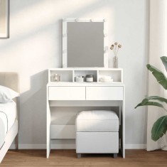 vidaXL Masă de toaletă cu LED, alb, 80x41x144,5 cm