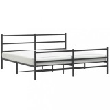 Cumpara ieftin Cadru pat metalic cu tablii de cap/picioare, negru, 200x200 cm