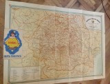 G531-Harta mare turistica Romania veche RPR 1958 ONT Carpati stare buna piesa mai rara. Marimi: 93/67 cm.