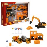 Set de joaca cu vehicule, Maxx Wheels, City Building, Portocaliu