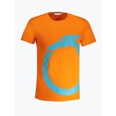 Tricou barbati din bumbac cu logo si croiala Regular fit, TRU2MTS01, Portocaliu, S