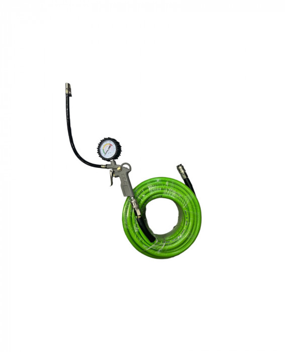 Furtun vulcanizare 15m cu pistol si manometru Verde Cod: AH-15C