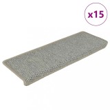 vidaXL Covorașe scări autoadezive, 15 buc. verde 65x21x4 cm, sisal
