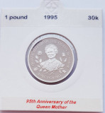 75 Guernsey 1 Pound 1995 Elizabeth II (Queen Mother) km 77 proof argint, Europa