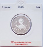 75 Guernsey 1 Pound 1995 Elizabeth II (Queen Mother) km 77 proof argint