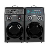 Set 2 boxe audio Samus, 2000 W, 2 x 4 inch, Bluetooth, microfon inclus, Negru