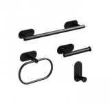 Set accesorii baie 4 piese, suport prosop, cuier baie, suport hartie igienica din otel inoxidabil, pentru baie/bucatarie, fara gauri in pereti, 40 cm,