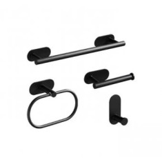 Set accesorii baie 4 piese, suport prosop, cuier baie, suport hartie igienica din otel inoxidabil, pentru baie/bucatarie, fara gauri in pereti, 40 cm,