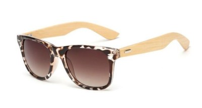 Ochelari Soare Bambus - Lemn, Protectie UV 100% + Toc + Husa -Model Leopard foto