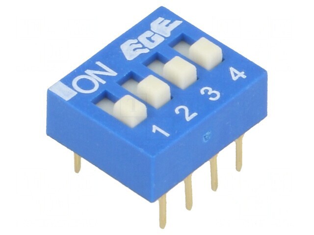 Comutator DIP-SWITCH 4 Secțiuni ON-OFF 0.025A 24VDC