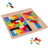 Cumpara ieftin Puzzle din lemn 3in1 pentru copii,asamblare logica,tetris,38 piese - Multicolor, Malatec