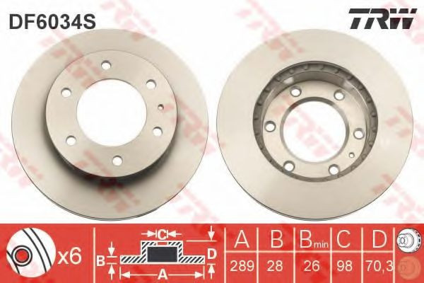 Disc frana MAZDA B-SERIE (UN) (1998 - 2006) TRW DF6034S