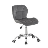 Scaun de birou, stil scandinav, tapiterie din catifea, baza cromata, inaltime reglabila 72-84 cm, gri