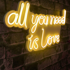 Decoratiune luminoasa LED, All You Need is Love, Benzi flexibile de neon, DC 12 V, Galben