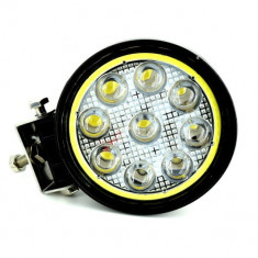 Proiector LED CH07-02 rotund 27W cu angel eyes ALB, Spot Beam 30° 12/24V​ LW015 Automotive TrustedCars