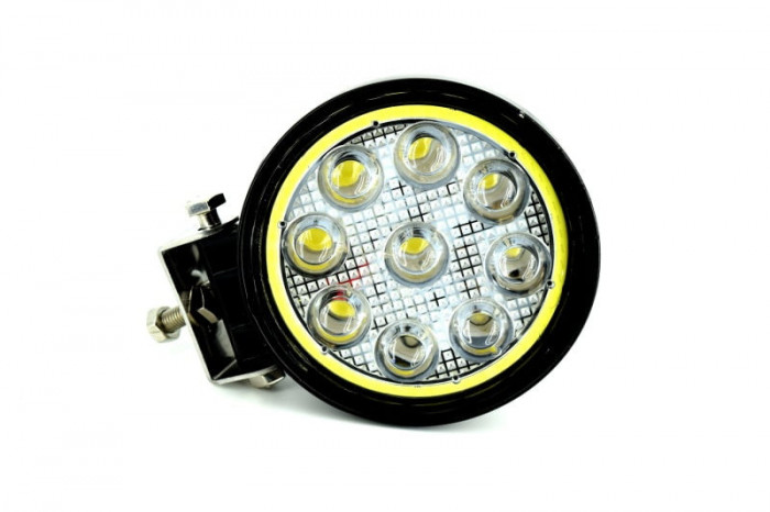 Proiector LED CH07-02 rotund 27W cu angel eyes ALB, Spot Beam 30&deg; 12/24V​ LW015 Automotive TrustedCars