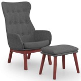 Cumpara ieftin Scaun de relaxare cu taburet, gri deschis, textil