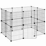 Cumpara ieftin Cusca animale de companie cu usa 20 panouri negru 105x70x70 cm otel