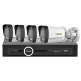Sistem supraveghere IP PoE Tiandy, 4 camere 8MP Alarma IR 50m Lumina Alba 15m, NVR 5 canale 4K 8MP SafetyGuard Surveillance
